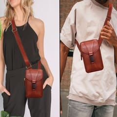 ABYS Genuine Leather Passport/Mobile/Travel Pouch Cum Sling/Messenger Bag