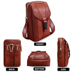 ABYS Genuine Leather Passport/Mobile/Travel Pouch Cum Sling/Messenger Bag