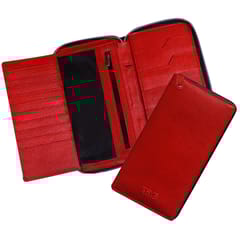 ABYS Genuine Leather Red RFID Protected  Document Holder For Men And Women-(5117RD)