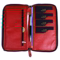 ABYS Genuine Leather Red RFID Protected  Document Holder For Men And Women-(5117RD)