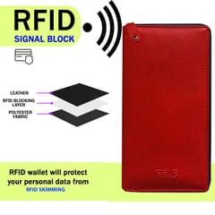 ABYS Genuine Leather Red RFID Protected  Document Holder For Men And Women-(5117RD)