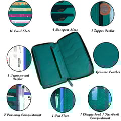 ABYS Genuine Leather Teal RFID Protected  Document Holder For Men And Women-(5117TL)