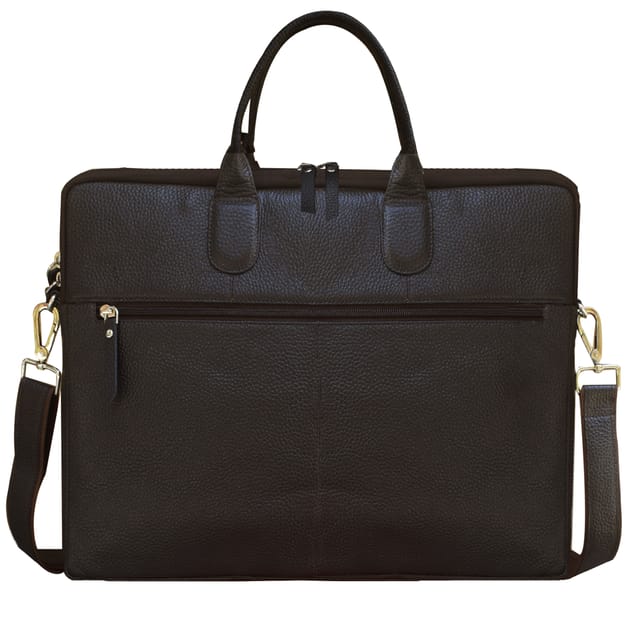 ABYS Genuine Leather Coffee 15.6 inch Laptop Messenger and Shoulder Bag for Men and Women|Office Bag|Travel Bag|Laptop Bag