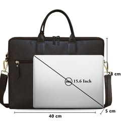 ABYS Genuine Leather Coffee 15.6 inch Laptop Messenger and Shoulder Bag for Men and Women|Office Bag|Travel Bag|Laptop Bag