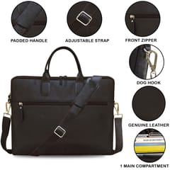 ABYS Genuine Leather Coffee 15.6 inch Laptop Messenger and Shoulder Bag for Men and Women|Office Bag|Travel Bag|Laptop Bag
