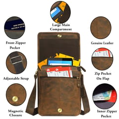 ABYS Genuine Hunter Leather Tan Men Women Sling | Shoulder | Messenger | Travel | Cross-Body Bag