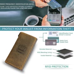 ABYS Hunter Leather Dark Brown Credit Debit Card Holder Wallet | Unisex Card Organiser | 27 Card Slots | RFID Protection