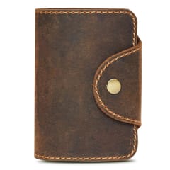ABYS Genuine Leather Card Holder/Wallet for Men and Women | 9 Card Slots | ATM & ID Card Case with Button Closure