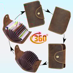 ABYS Genuine Leather Card Holder/Wallet for Men and Women | 9 Card Slots | ATM & ID Card Case with Button Closure
