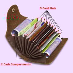 ABYS Genuine Leather Card Holder/Wallet for Men and Women | 9 Card Slots | ATM & ID Card Case with Button Closure