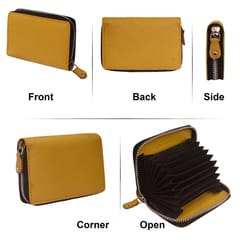 ABYS Genuine Leather Yellow Card Holder