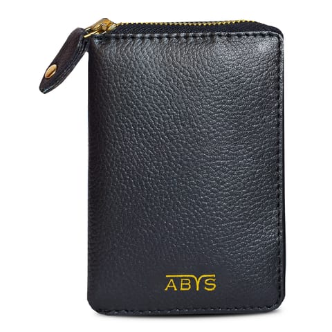 ABYS Black Genuine Leather Wallet||Card Holder||ID Case for Women