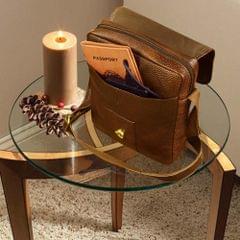 ABYS Genuine Leather Tan Messenger Bag
