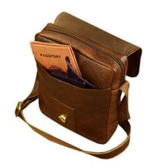 ABYS Genuine Leather Tan Messenger Bag