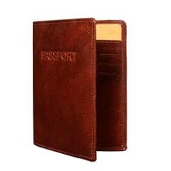 ABYS Genuine Leather Light Burgundy Passport Holder