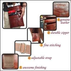 ABYS Genuine Leather Light Burgundy Sling Bag