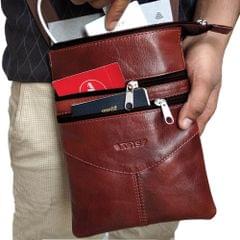 ABYS Genuine Leather Light Burgundy Sling Bag