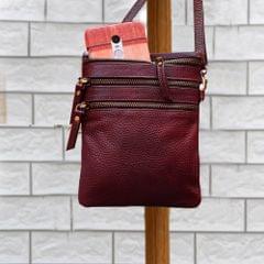 ABYS Genuine Leather Dark Burgundy Sling Bag