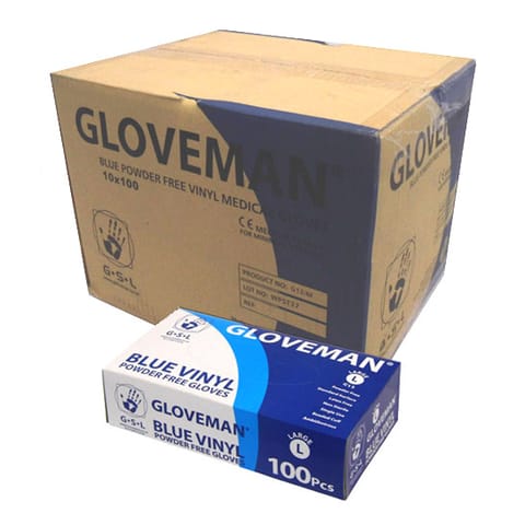 Gloveman Vinyl Blue Gloves Powder Free (Case)