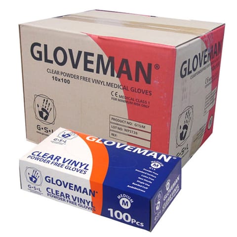 Gloveman Vinyl Clear Gloves Powder Free (Case)