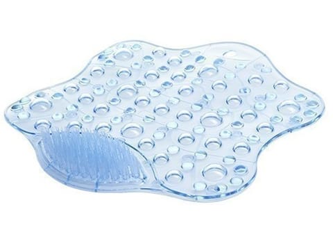 Shower Mat With Foot Cleaner - Bath Mat With Foot Brush - Plastic Shower Mat.