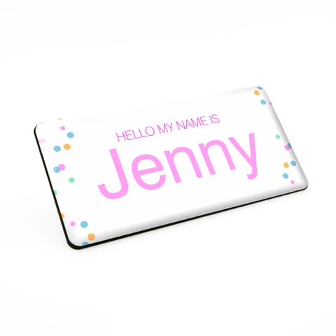 Personalised Large Hello My Name is Subtle Pink Text 76 x 38 White / Black Material