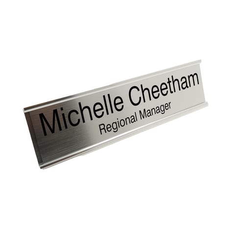 Badgemaster Custom Personalised Office Home Desk Name Plaque Gold/Silver