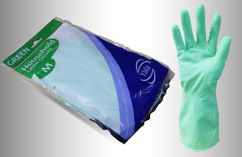 Yala Household Rubber Gloves, Green, M, per 12 Pairs
