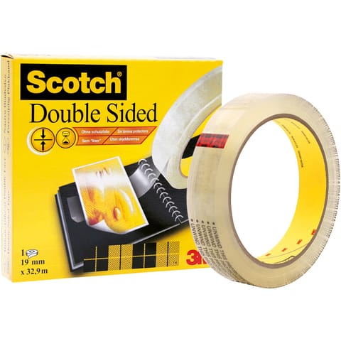 Scotch Double Sided Tape Permanent Long-life 19mmx32.9m Clear Ref 6651933