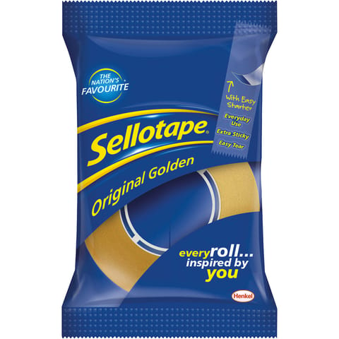 Sellotape Original Golden Tape Roll Non-static Easy-tear Retail Pack 18mmx25m Ref 1443169 [Pack 8]
