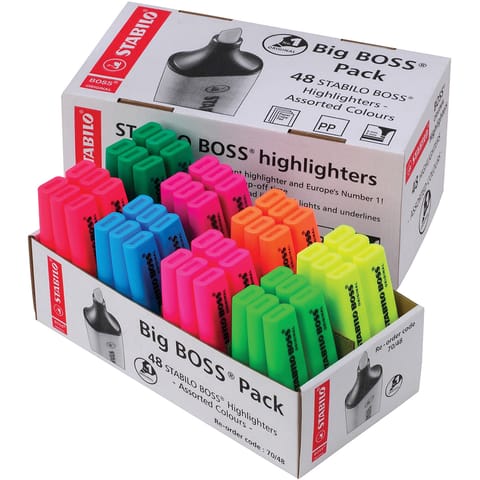Stabilo Boss Highlighters Chisel Tip 2-5mm Line Assorted 8 Colours Ref UK/70/48-2 [Pack 48]