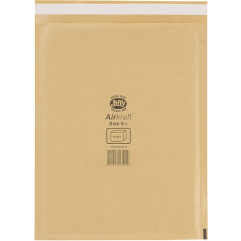 Jiffy Airkraft Bubble Bag Envelopes Size 5 Gold 260x345mm Ref JL-GO-5 [Pack 50]