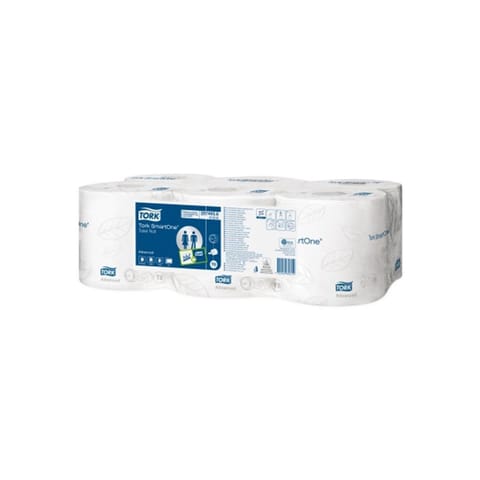 Tork SmartOne Toilet Roll 2-Ply 1150 Sheets per 207m Roll White Ref 472242 [Pack 6]