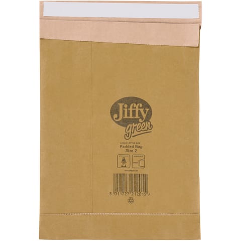 Jiffy Padded Bag Envelopes Size 2 195x280mm Brown Ref JPB-2 [Pack 100]
