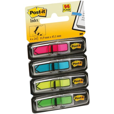 Post-it Index Arrows Repositionable W12xH43mm 4 Bright Colours Ref 684ARR4 [Pack 96]