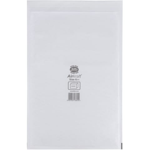 Jiffy Airkraft Bag Bubble-lined Size 6 Peel and Seal 290x445mm White Ref JL-6 [Pack 50]