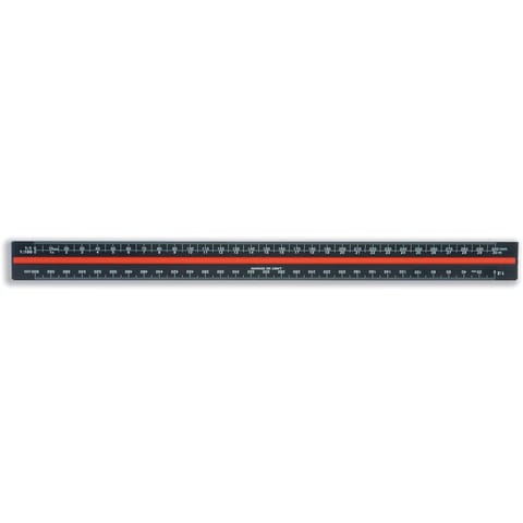 Linex Scale Ruler Triangular Aluminium Colour-coded Scales 1:1 to 1:2500 300mm Black Ref LXH382