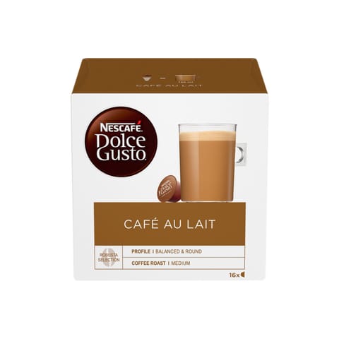 Nescafe Cafe Au Lait Capsules for Dolce Gusto Machine Ref 12235939 Pack 48 (3x16 Capsules=48 Drinks)