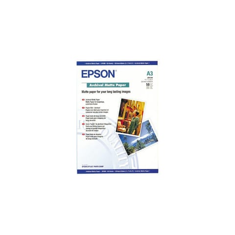 Epson Archival Matte Paper 189gsm A3 Ref C13S041344 [50 Sheets]