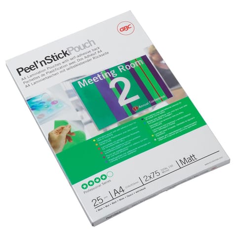 GBC Peel nStick Laminating Pouches Gloss 250 Micron A4 Ref 3747243 [Pack 100]