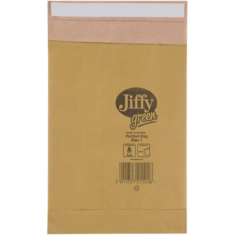Jiffy Padded Bag Envelopes Size 1 P&S 165x280mm Brown Ref JPB-1 [Pack 100]