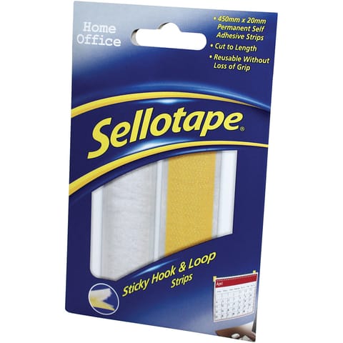 Sellotape Permanent Sticky Hook and Loop Strips in a Wallet 20x450mm Ref 1445183