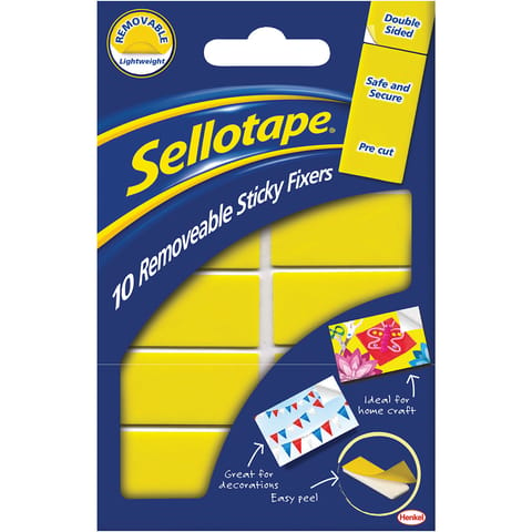 Sellotape Sticky Fixers Removable Double-sided 20x50mm 10 Pads Ref 1445286 [Pack 12]