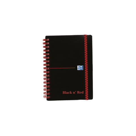 Black n Red Notebook Wirebound PP 90gsm Ruled and Perforated 140pp A6 Ref 100080476 [Pack 5]