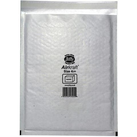 Jiffy Airkraft Bag Bubble-lined Size 4 Peel and Seal 240x320mm White Ref JL-4 [Pack 50]