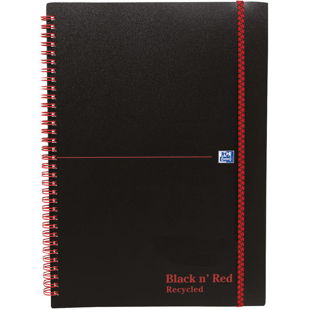 Black n Red Notebook Wirebound PP 90gsm Ruled Recycled and Perforated 140pp A5 Ref 100080221 [Pack 5]