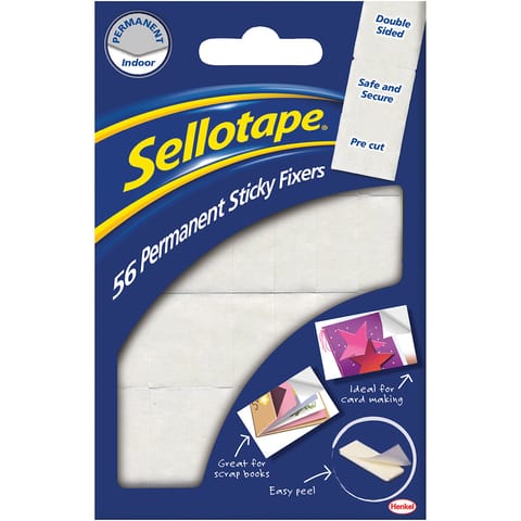 Sellotape Sticky Fixers Double-sided 12x25mm 56 Pads Ref 1445423 [Pack 12]