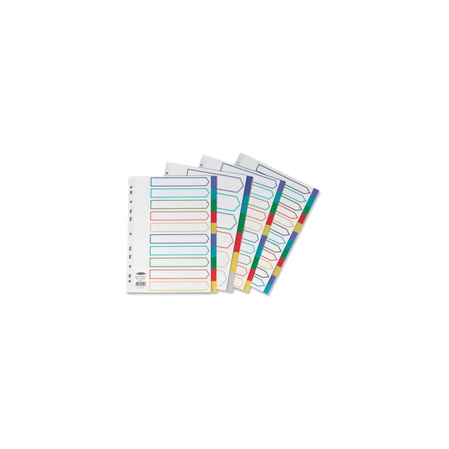 Concord Dividers 6-Part Polypropylene Reinforced Coloured-Tabs 120 Micron A4 White Ref 65889