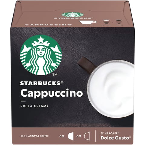 STARBUCKS Cappuccino Capsules for Dolce Gusto Machine Ref 12397695 Pack 36 (3x12 Capsule=18 Drinks)