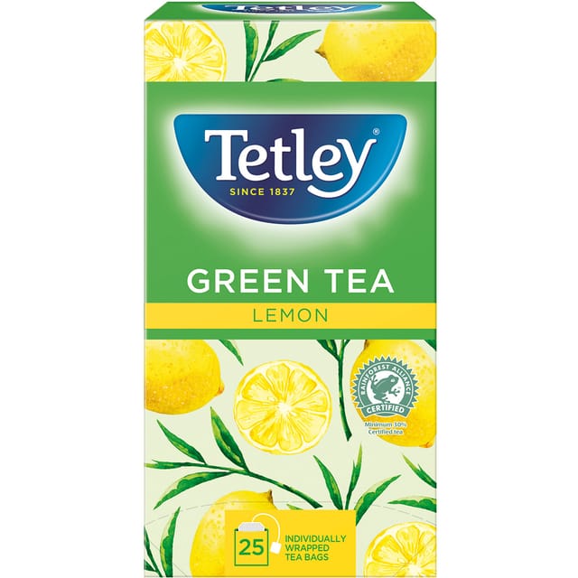 Tetley Individually Enveloped Tea Bags Green Tea & Lemon Ref 1296 [Pack 25]
